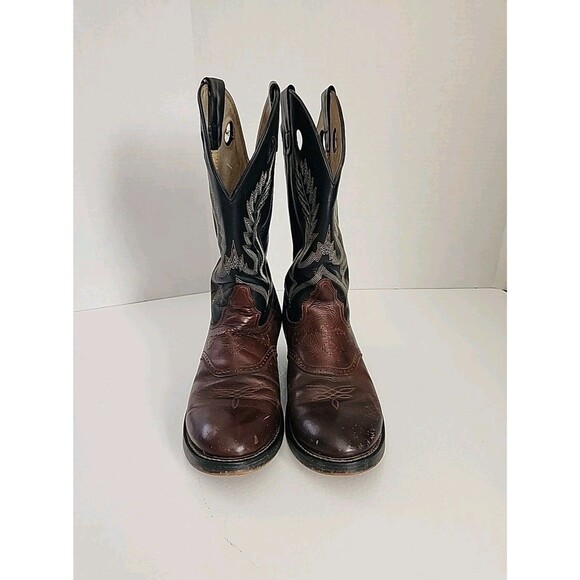 Men\'s Durango Black / Brown Leather Round Toe Western Cowboy Boots Size 11 EE main image 5